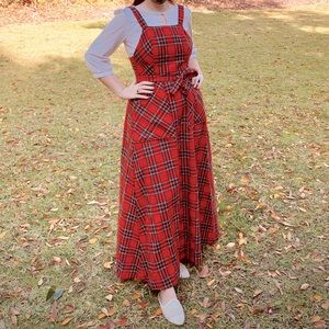 Lanz Original Made in Austria Vintage 1970s red plaid wool